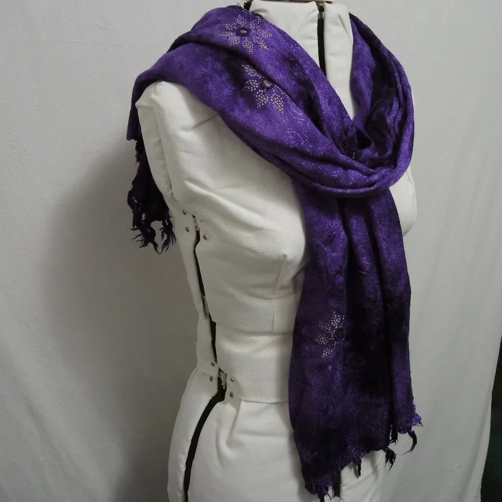 Dark Purple Scarf or Wrap w/ Fringe 42